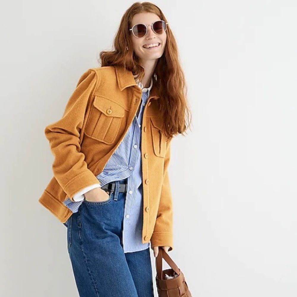 J. Crew Camel Color Shirt-Jacket in Stretch Wool